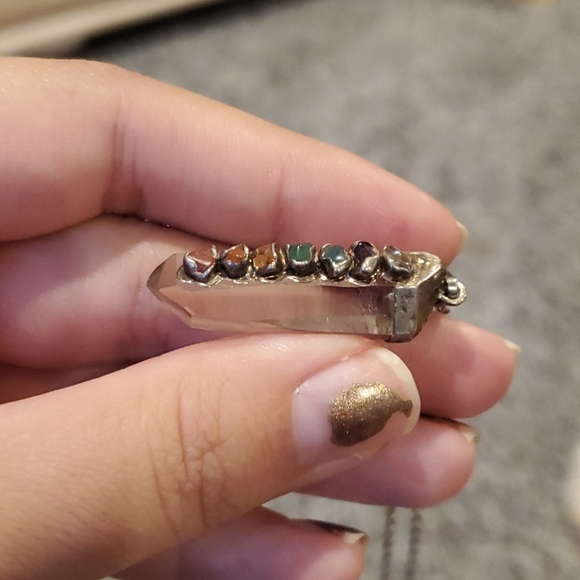 Quartz Crystal Point Chakra Necklace - Picture 4 of 5